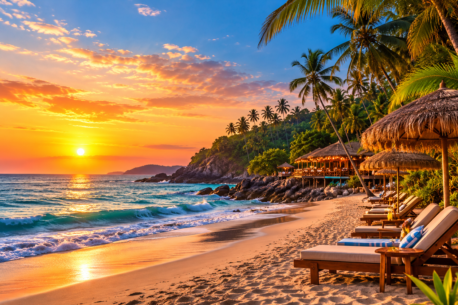 Sunny tropical beach for a Goa holiday