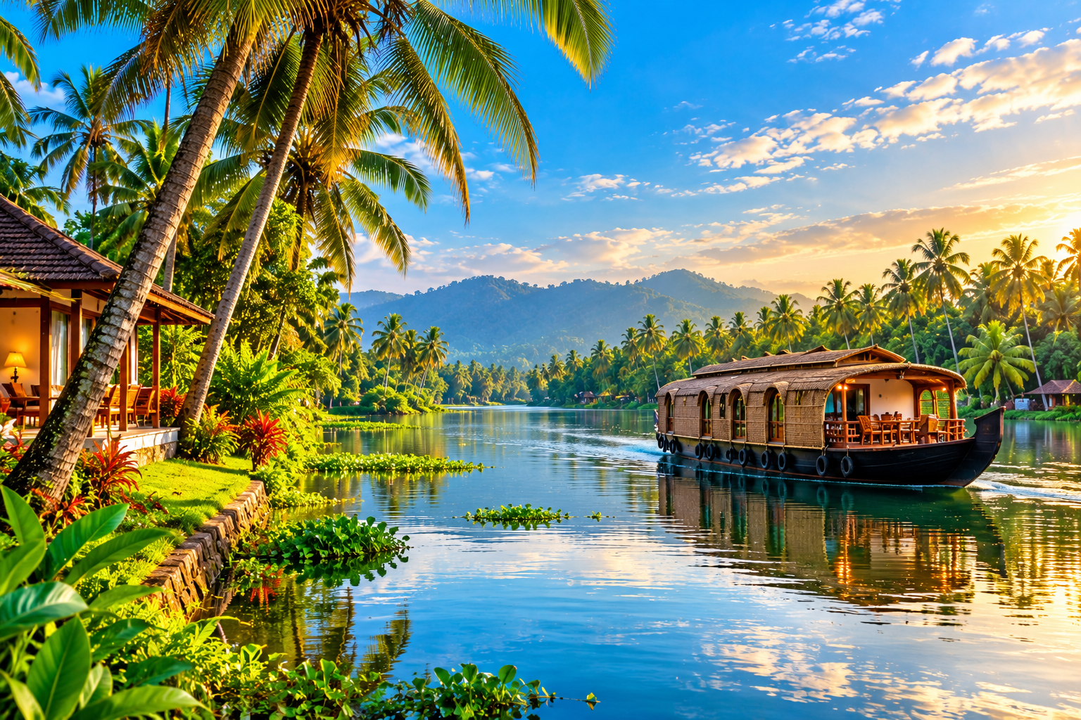 Lush greenery and scenic backwaters of Kerala